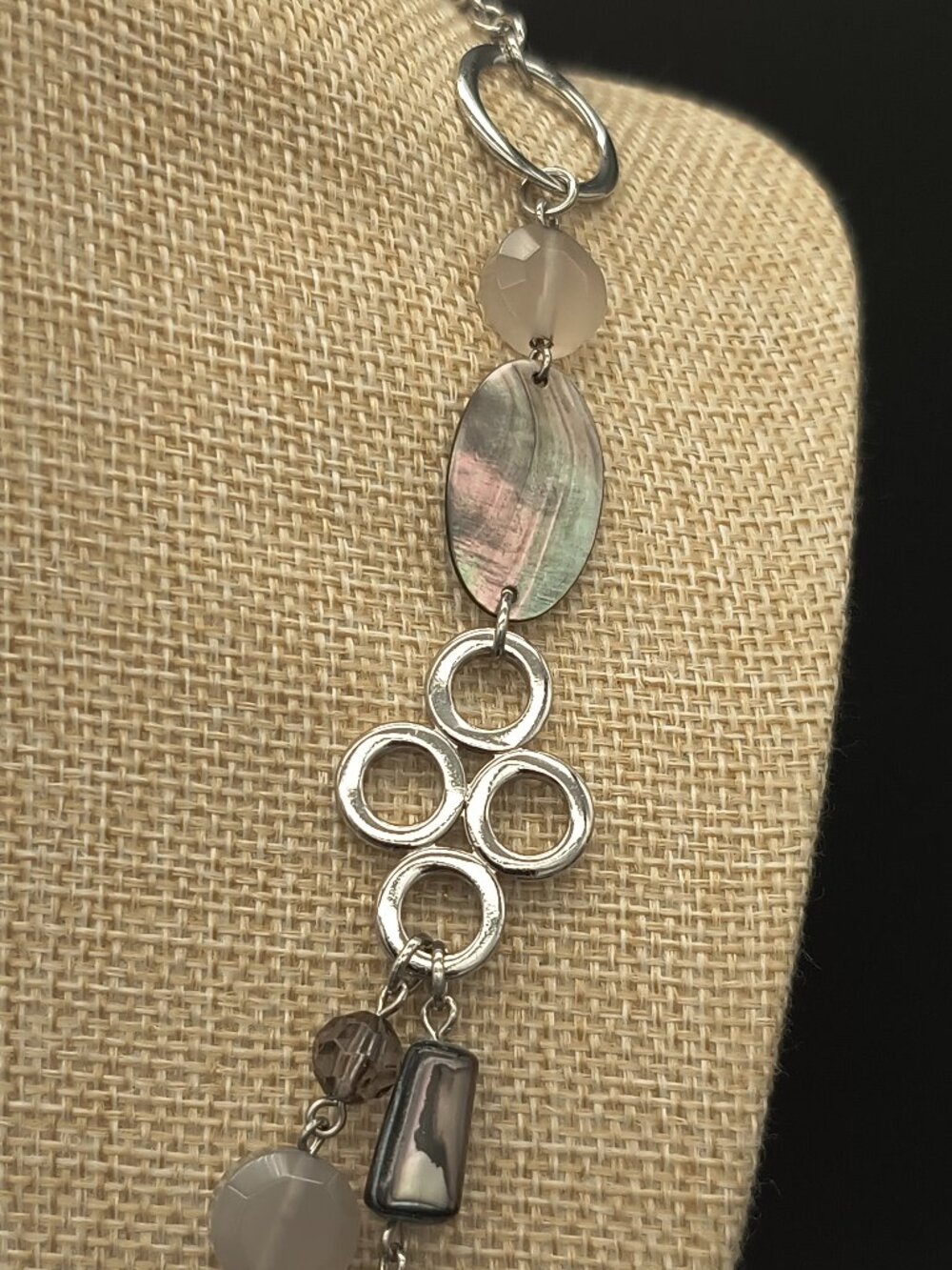 Vintage Lia Sophia "Poetic" Silver Tone Double Strand Mixed Media Necklace
